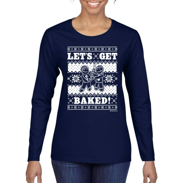 Lets Get Baked Merry Christmas Gingerbread Man Holiday Stoned Hoodie Sweatshirt